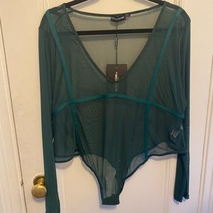 Pretty Little Thing Green Mesh Body Suit